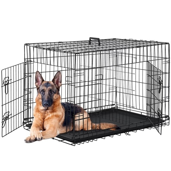 Dog Crate with Divider Panel for Large Dogs Heavy Duty Pet Cage House for 2 Medium and Small Escape Proof Metal Cage