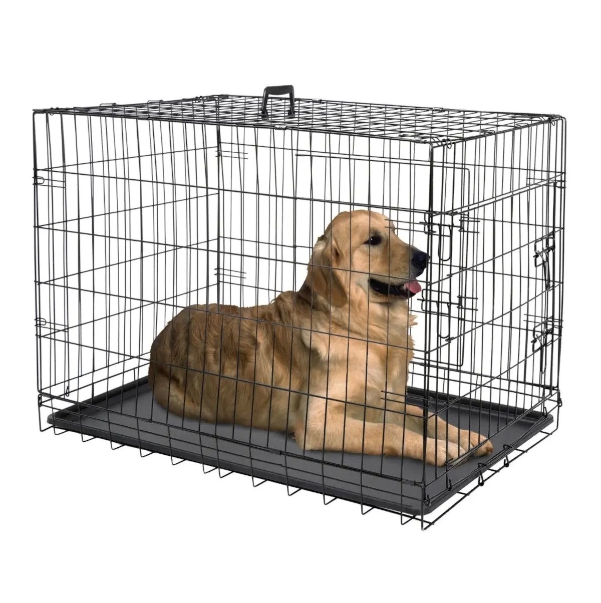 Small Adult Dog Heavy Duty Dog Crate Heavy Metal Large Handmade Dog Cage Indoor Outdoor Black Colour with Wheel