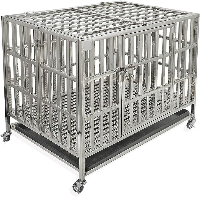 Easy to Move with Removable Tray Iron Cage/Crate/Kennel for Dog & Cat 18 Inch Sky Blue Metal Small Dog Cage