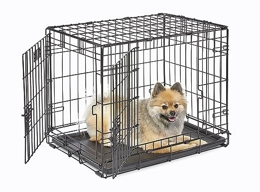 Easy to Move with Removable Tray Iron Cage/Crate/Kennel for Dog & Cat 18 Inch Sky Blue Metal Small Dog Cage