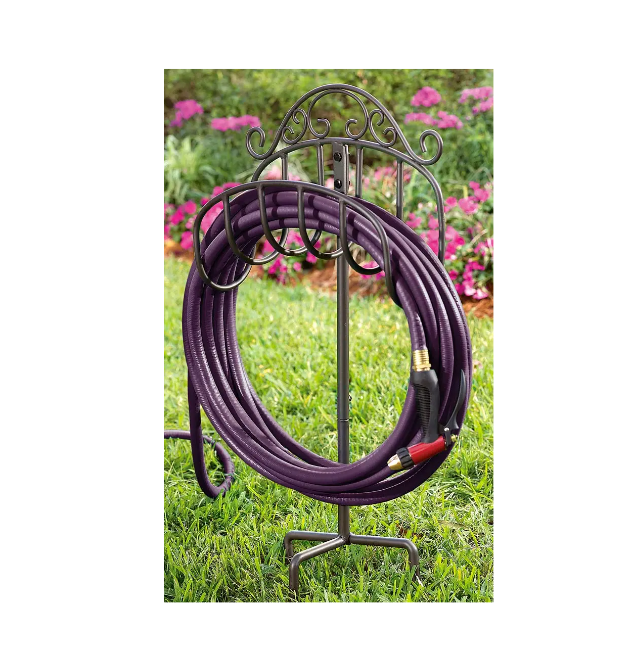 Hot Sale Coil Antique Heavy Duty Handcraft New Product Eco-Friendly Free Standing Metal Hose Holder for Garden Decoration