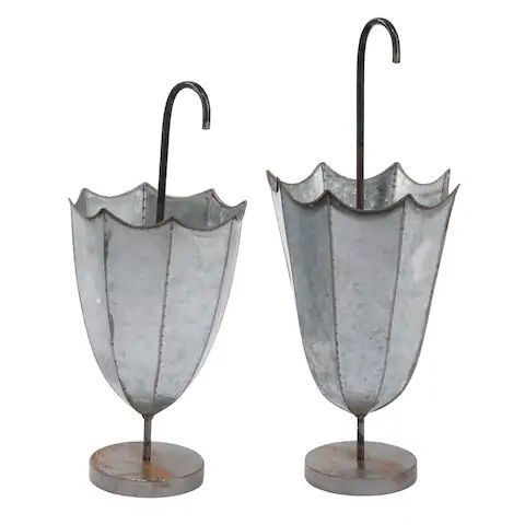 Galvanized Wide Umbrella Container SET OF 2 Indoor Storage Umbrella Drying Rack Stand Umbrella Holder For Home