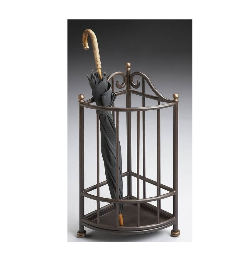 Antique Finished Umbrella Stand Umbrella Holder Stand Corner Modern Style Indoor With Drip Tray Entryway Storage Umbrella Stand