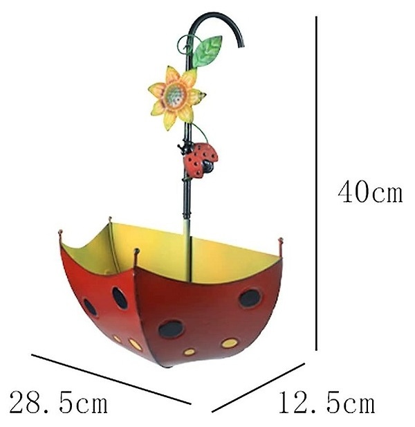 Metal Flower Pot Planter Holder Metal Umbrella Hanging Planter Wall Decor Cartoon Railing Flower Pot Planter