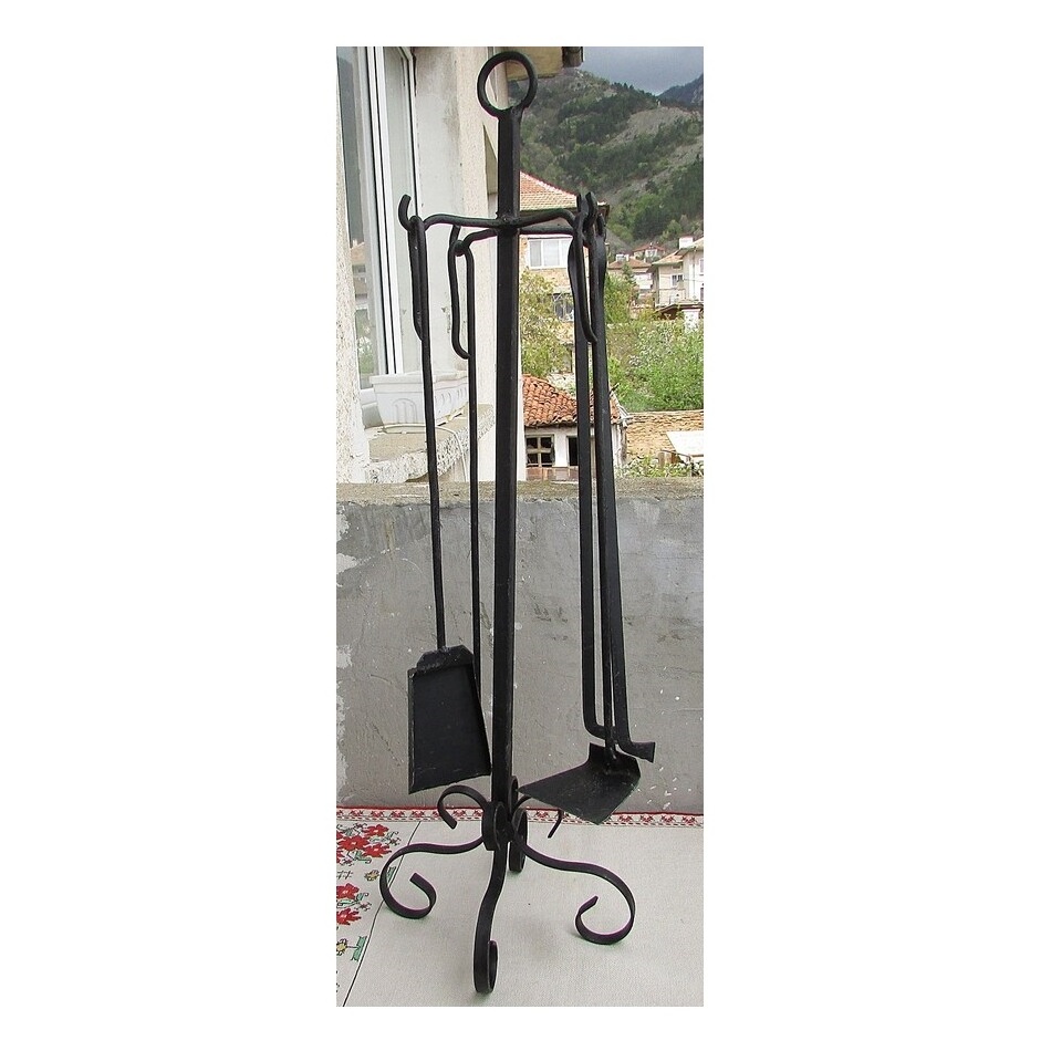 Black Powder Coated Finished Fireplace Accessories Kit Fire Pit Tool Tool Poker Tongs Shovel Brush Stand