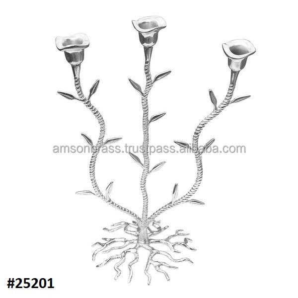 Aluminium Three Pillar Candle Stand Pillar Candle Holder Christmas Decorative Candle Holder Tree Branches