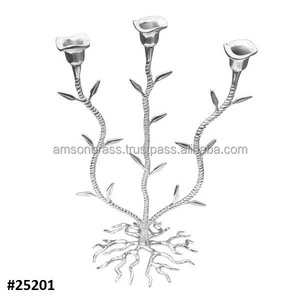 Aluminium Three Pillar Candle Stand Pillar Candle Holder Christmas Decorative Candle Holder Tree Branches