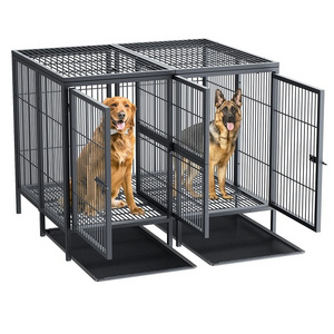 Durable Double Dog Kennel Collapsible Dog Crate Kennels for Dogs Metal High Quality Metal Iron  Cage Handmade