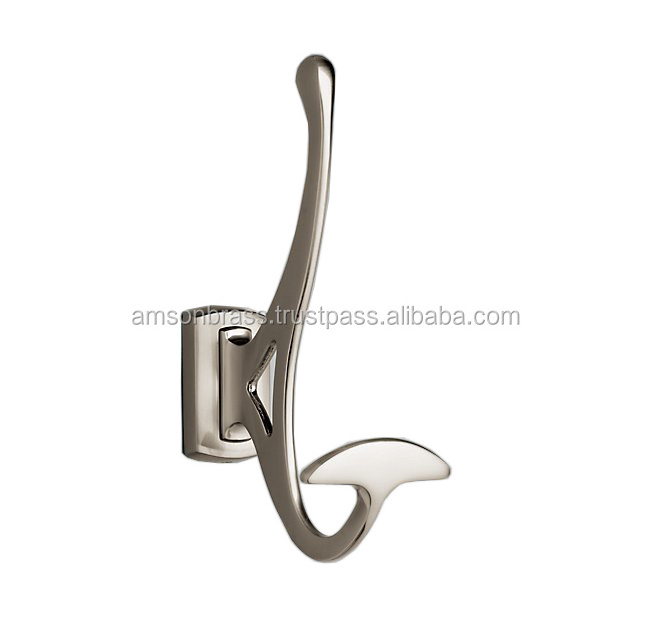 Double Coat Hook Different Finishes Brass Wall Hook Heavy Duty Best Quality Cast Iron or Brass Coat Hooks