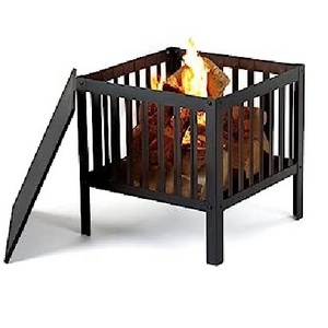 Square Fire Pit Basket Large Black Metal BBQ Outdoor Garden Heater Log Burner Outdoor Wood Burning Fire Pit for Patio Backyard