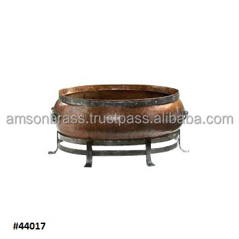 Traditional Solid Copper Fire Pit with Iron Swivels Handle Decorative metal Pure Copper & Iron Fire Pit