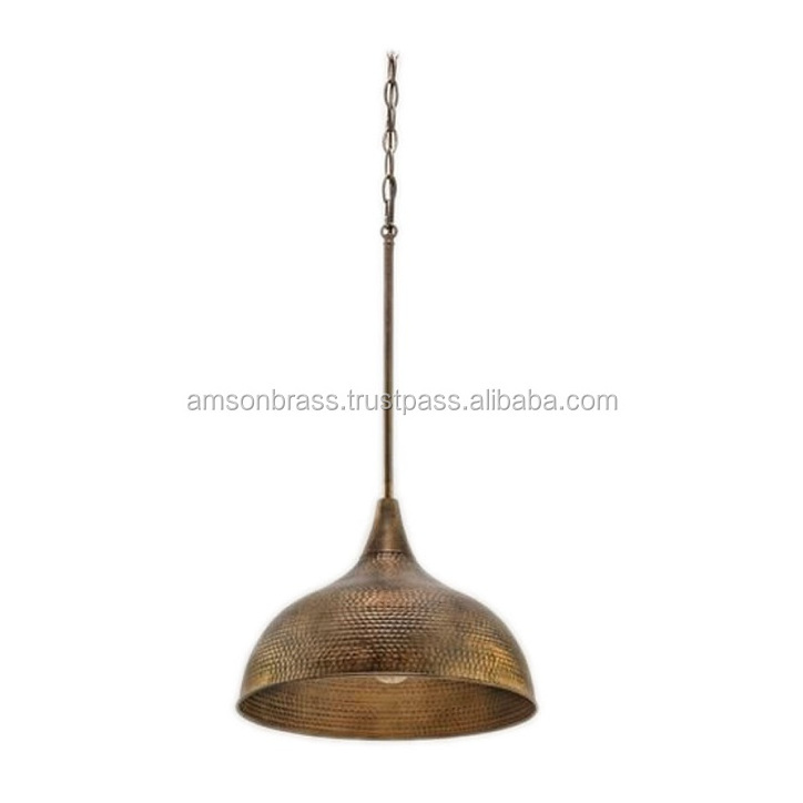 Small Silver Antique Hammered Pendant Shade with Chain Pendent Light Indoor Lightening Chandeliers for Home Decor