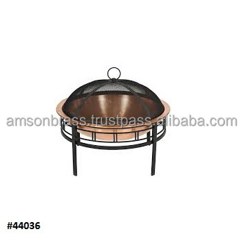 Traditional Solid Copper Fire Pit with Iron Swivels Handle Decorative metal Pure Copper & Iron Fire Pit