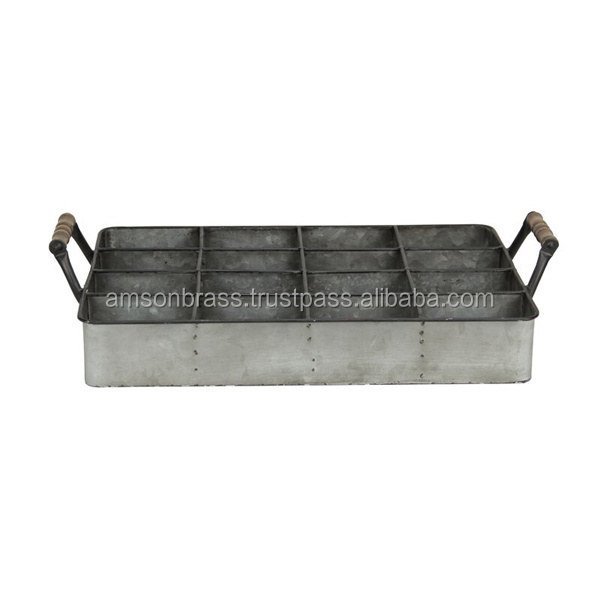 Nursery Planter Metal Iron Tray 9 Compartment Planter Tray Garden Flower Pots Planter With Tray High Quality