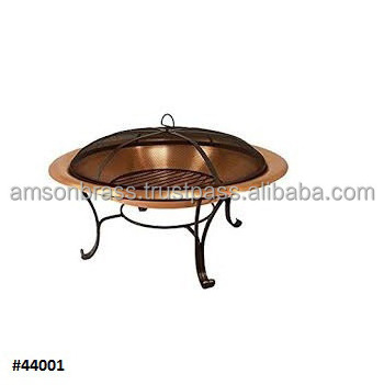 Hammered Copper Bowl Simple Fire Pit for Picnic Outdoor Garden Heater Metal Pure Copper Fire Pit with Stand