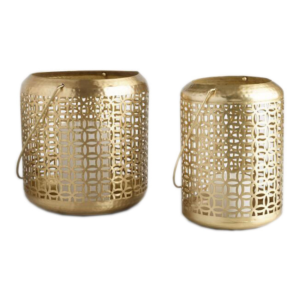 Moroccan Candle Lantern for Decoration Outdoor Hanging Decorative Lanterns Set of 2 Designer Metal Hanging & Table