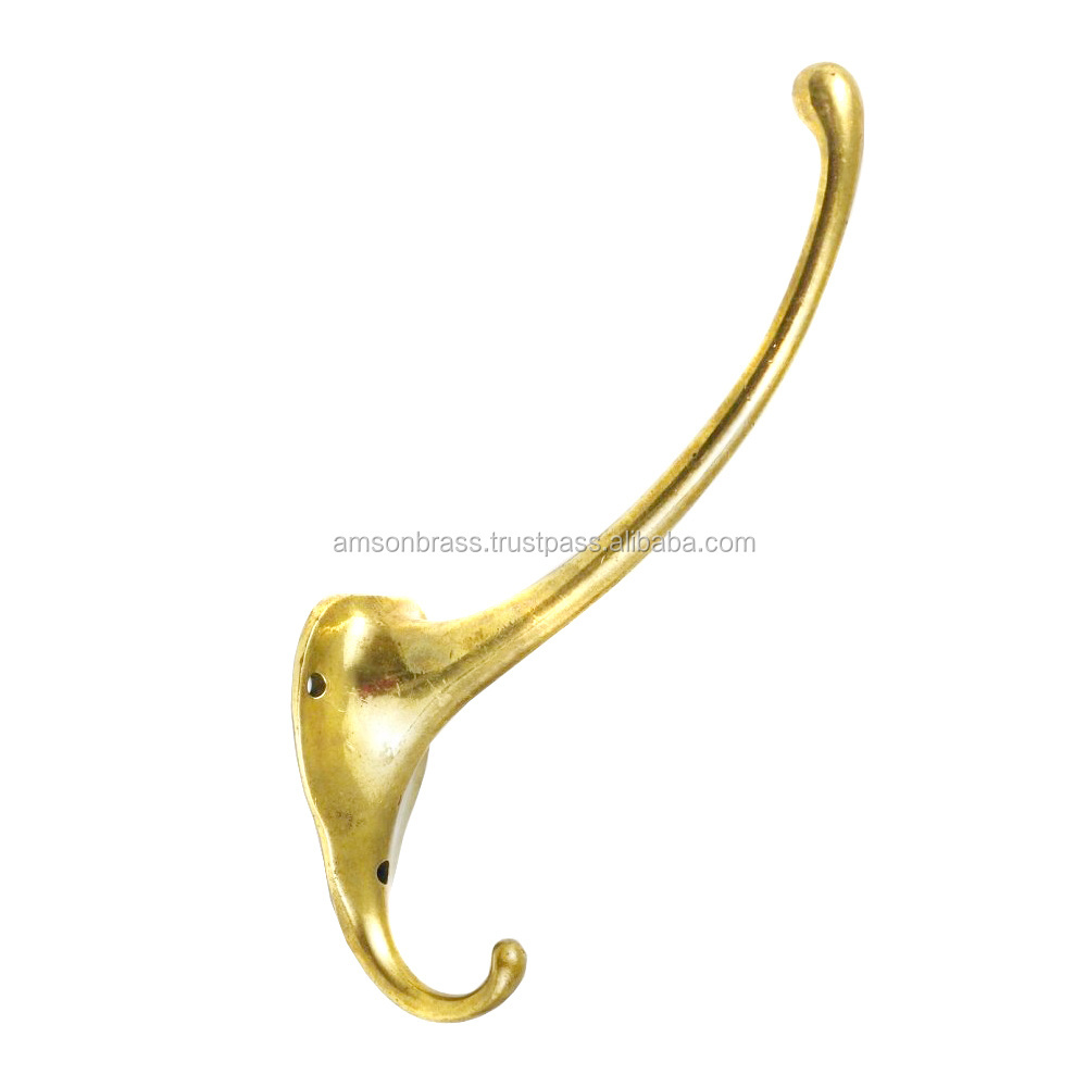 Solid Metal Brass Metal Wall Mounted Coat Hook Handmade Antique Gold Hook Wall Hardware Single Wall Hook At Lowest Price