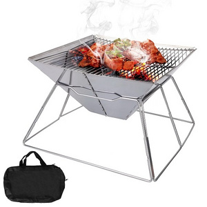 Folding Camping Grill Portable BBQ Campfire Outdoor Picnic Stove Stainless Steel Decorative Metal Fire Pit Steel