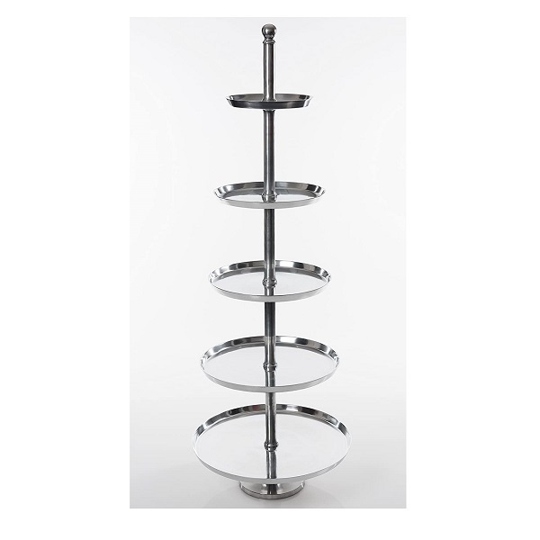 Metal Aluminium Decorative Display Cake Stand Handmade Metal Aluminium Round Shape Strong Metallic Display Tower Books Rack