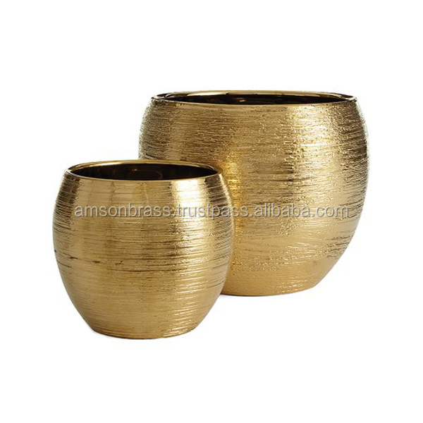 Metal Pure Brass New Design Flower Pots with Metal Planter Stand