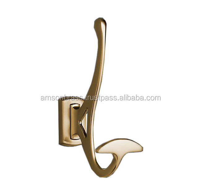 Double Coat Hook Different Finishes Brass Wall Hook Heavy Duty Best Quality Cast Iron or Brass Coat Hooks