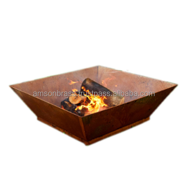 Hammered Table Fire Pit Gas System Outdoor Modern Round Fire Pit Table