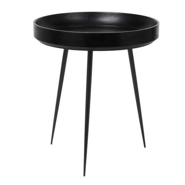 Small Wrought Iron Patio Side Table Round Metal End Side Table Outdoor Indoor Side  Balcony Garden Black Table