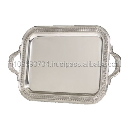 Restaurant Standard Food Serving Tray Border Embossed Design Decorative Serving Tray Classic Design Metal Tray