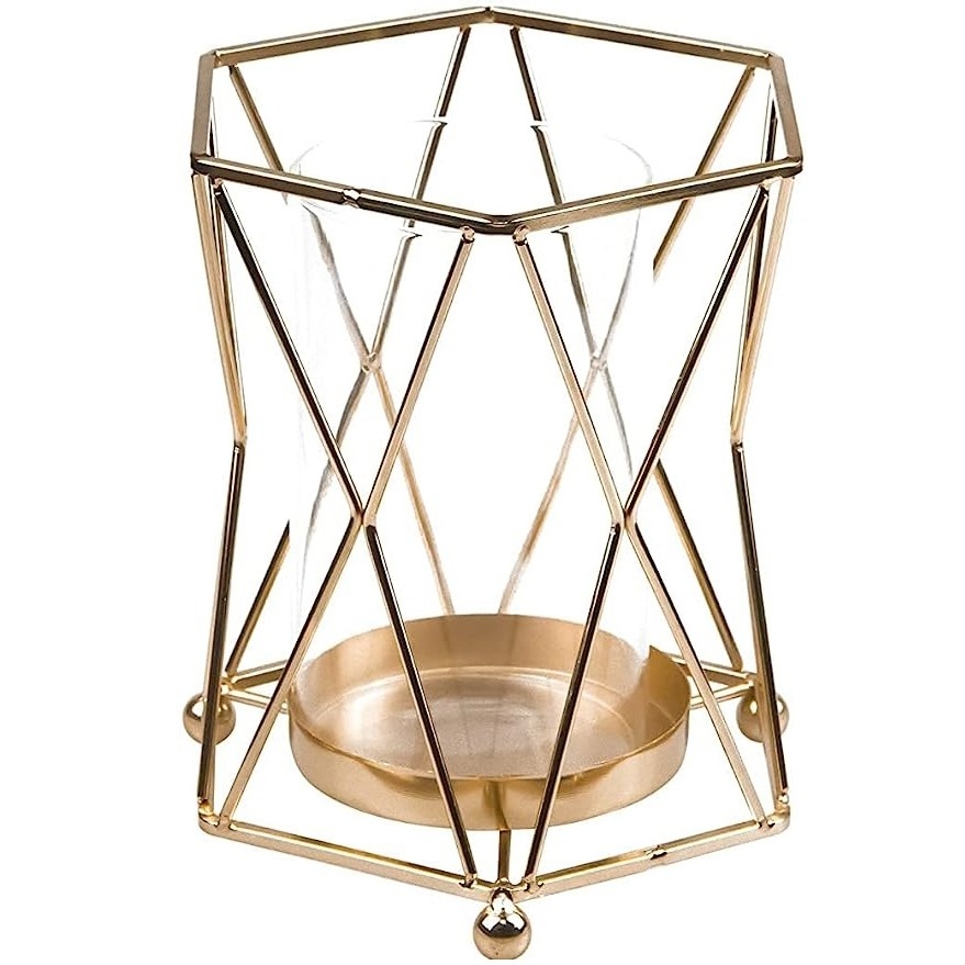 Brass Cone Metal Candle Stand Set Hardy Quality Metal Glass Holder Luxury Design Candle Holder Decorative