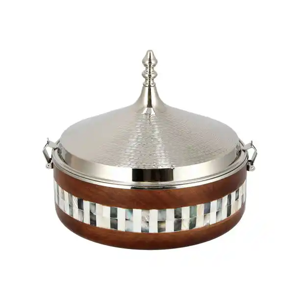 Premium Metal Luxury Food Server Custom Size Handmade Fancy Casserole With Hammered Design LID Round Food Warmer At Low Price