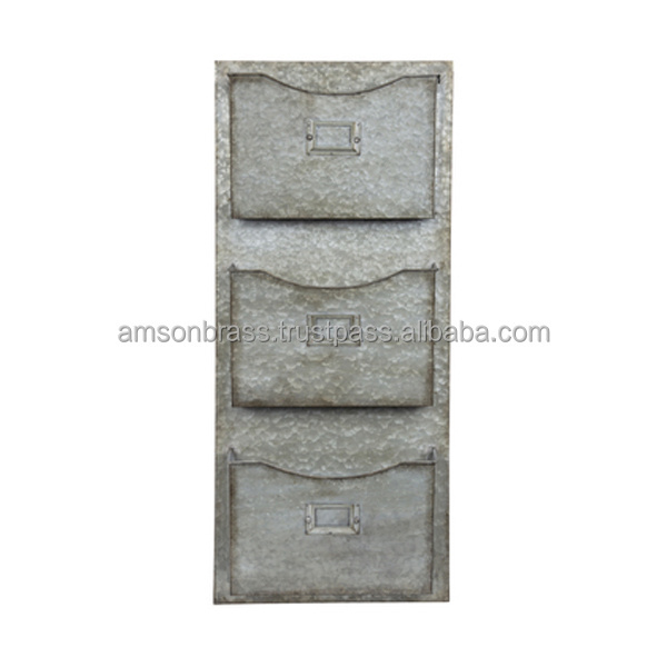 Letter Holder Three Tiered Galvanized Metal Wall Organizer Metal Iron Mesh wire Paper Letter Holder Office use mail Holder