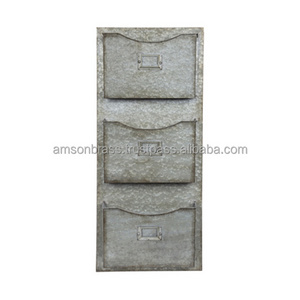 Letter Holder Three Tiered Galvanized Metal Wall Organizer Metal Iron Mesh wire Paper Letter Holder Office use mail Holder