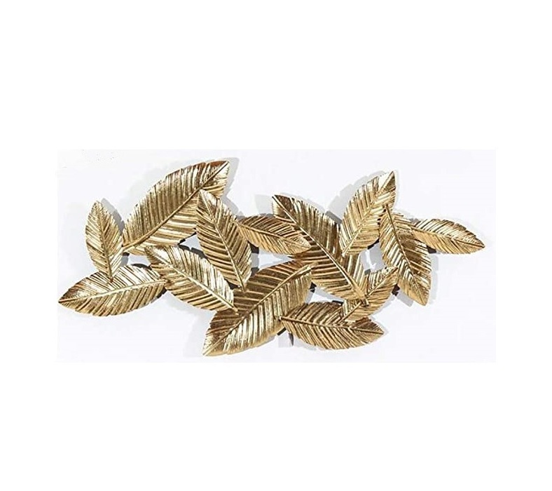 Classic Style New Golden Leaf Iron Wall Hanging Factory Wholesale Home Metal Wall Decoration for Restaurant Living Room