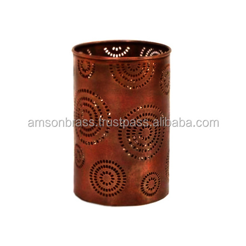 Copper Antique Finishes Embossed Design Votive Candle Holder Handmade Top Trending Hand Hammered Candle Votive