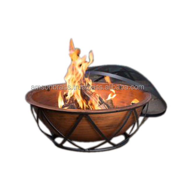 Metal Iron Stand Copper Fire Bowl Garden Outdoor Heaters Fire Pit Wood Burning Metal Copper Fire Pit Handmade