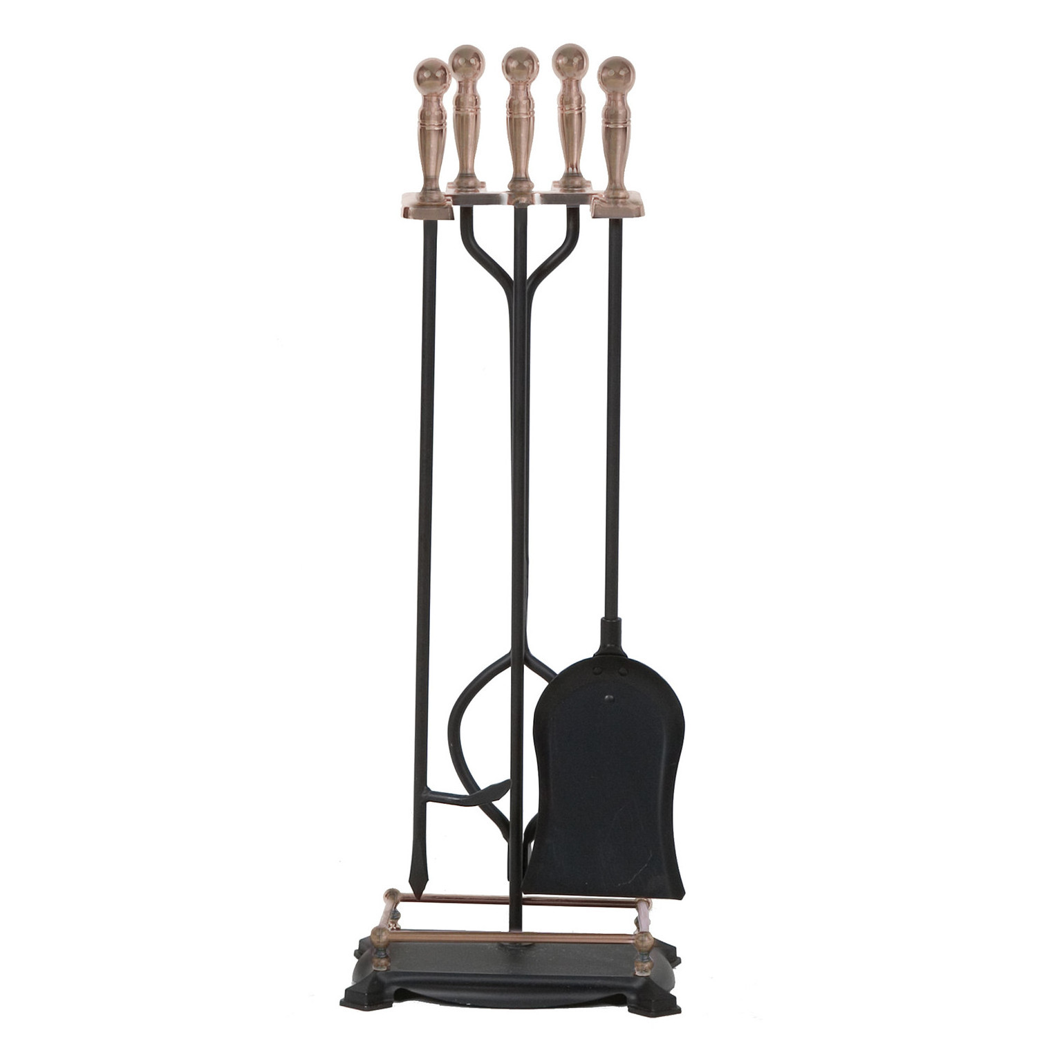 Fire Pit Accessories Includes Fire Poker Shovel Brush Tong Stand Wrought Iron Fire Place Tools Holder with Handle for Indoor