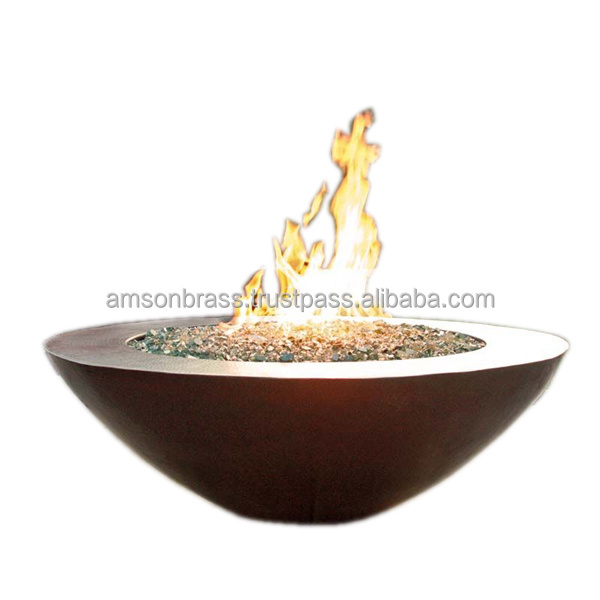 Hammered Table Fire Pit Gas System Outdoor Modern Round Fire Pit Table