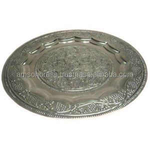 Royal Charger Plate Designer Small Charger Round Shape Plate Dishes Plates Moroccan Design Nickel Plated Finished