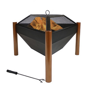 Triangle Wood Burning Outdoor Fire Pit Home Garden Patio Outdoor Heater Camping Tripod Fire Pit with Spark Screen and Poker