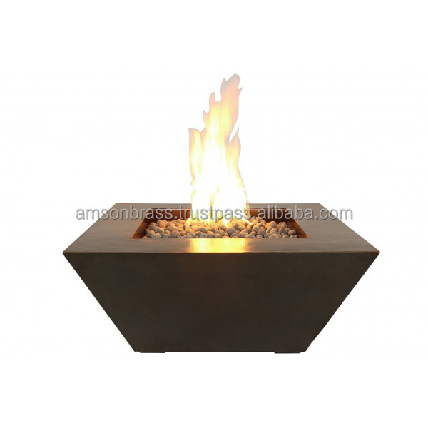 Hammered Table Fire Pit Gas System Outdoor Modern Round Fire Pit Table