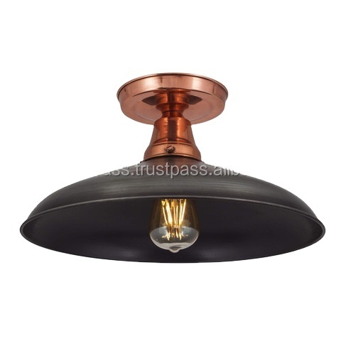 Industrial Metal Semi Flush Mount Ceiling Pendant Light