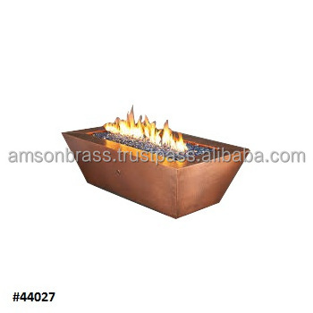 Outdoor Table Top C Standard Rectangular Solid Copper Fire Pit New design and simple fire pit with legs