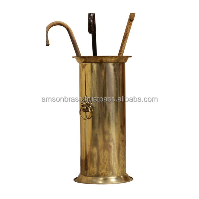 Antique Rain Gear Solid Brass Umbrella Stand Made In India with Ring Handle