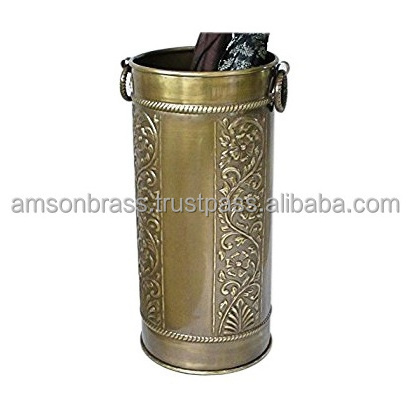 Home Hotel Decorative Metal Brass Umbrella Stand with Large Handle