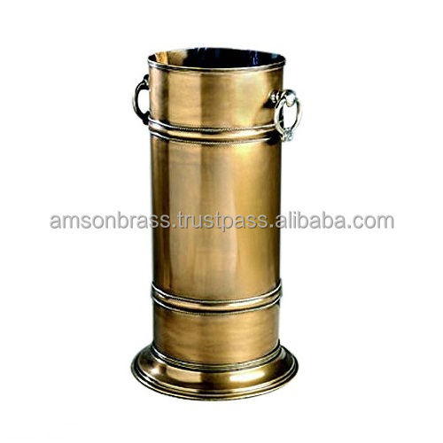 Metal Brass Hammered Umbrella Stand Footed Round Shaped Rain Gear Decorative Umbrella Stand