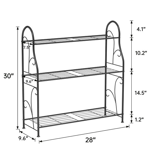 Black Powder Coated Metal Flower Planter rack for Garden Indoor & Outdoor Farmhouse Decoration Floor Plant stand