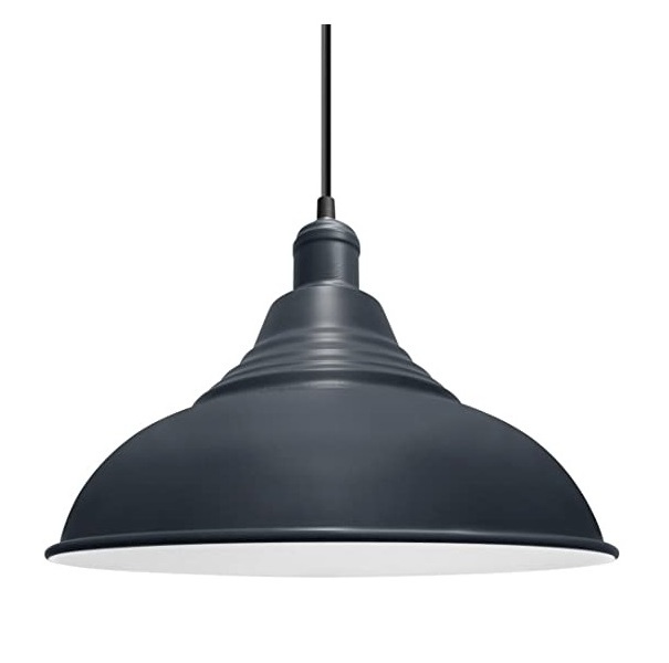 Matt Black Round Shape Shade Long Life Lamp Modern Industrial Style Metal Ceiling Light Pendant Shade Retro Lampshade