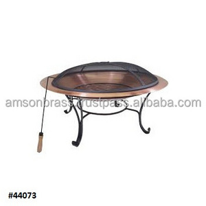 Hot Sale Copper Fire Pit With Mesh Lid with Grill Manufacturer & Wholesaler Fire Pit Decorative Round Shaped Garden Fire Pit