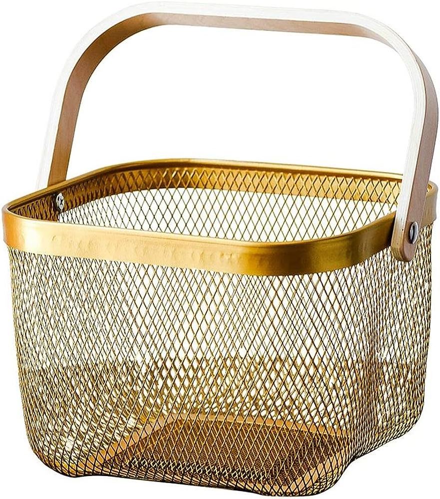 Luxury Design Wire Basket with Handle Premium Quality Laundry Storage and Food Fruit Vegetable Storage Basket