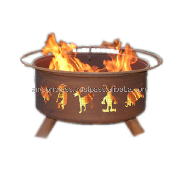 Fire Pit Outdoor Wood Burning Portable Set-up Weather Resistant Easy to Clean Fire Pit Wood Poker & Spark Screen for Safety